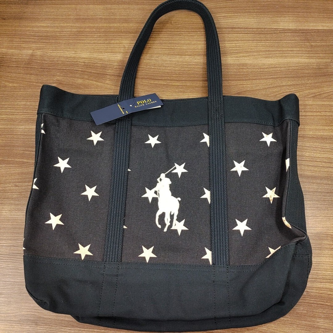 POLO RALPH LAUREN　(ポロラルフローレン) 　ロゴトートバッグ 　スターマーク　ネイビー　エコバッグ 　綿100％　タグ付_画像1