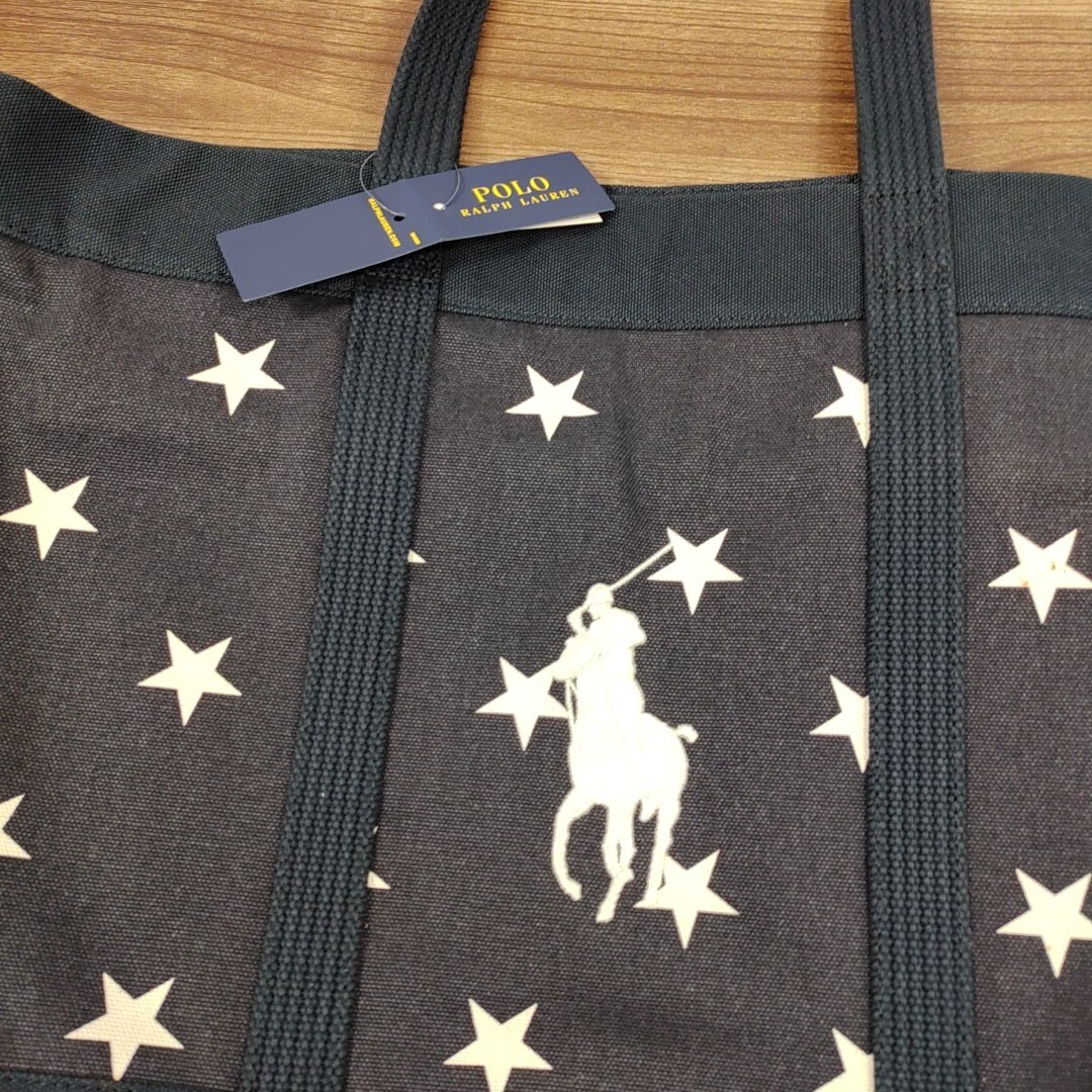 POLO RALPH LAUREN　(ポロラルフローレン) 　ロゴトートバッグ 　スターマーク　ネイビー　エコバッグ 　綿100％　タグ付_画像2