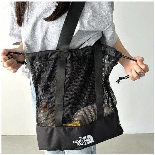【新品タグ付き】新商品　ノースフェイス　メッシュトートバッグ　ブラック　黒　日本未発売　韓国限定　メッシュバッグ