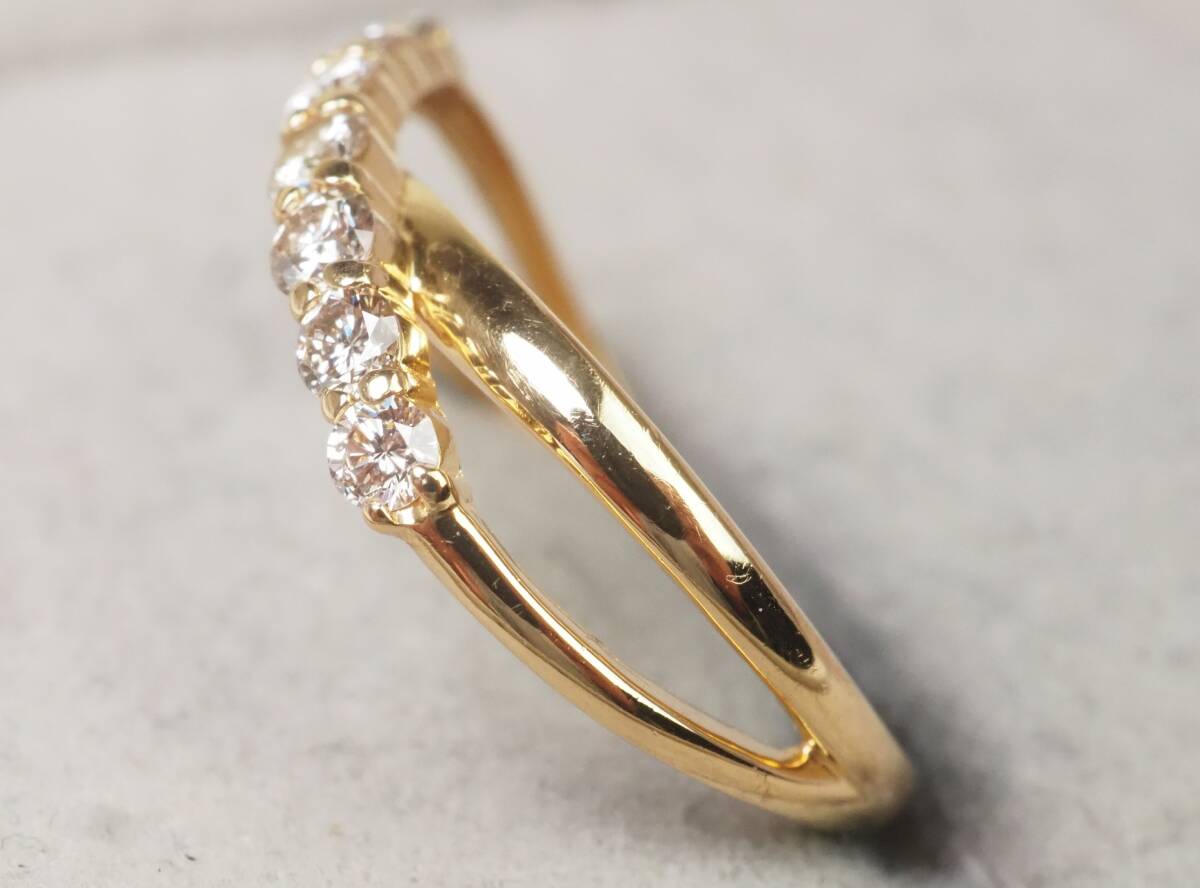 【3776A】K18ゴールド 天然ダイヤモンド 0.30ct/1.5g リング 指輪 ♯7の画像5