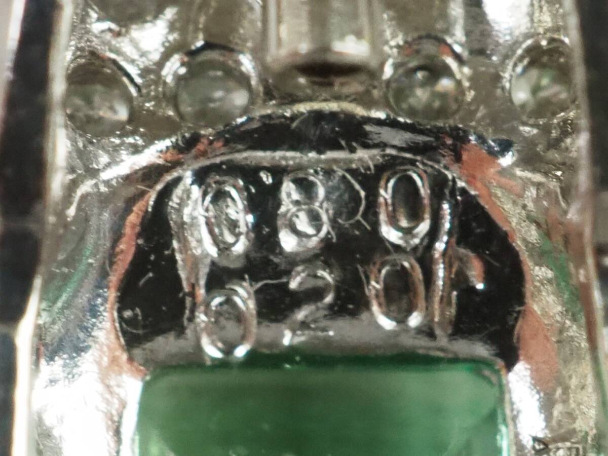 【3623P】鑑別付き Pt900プラチナ 天然エメラルド 天然ダイヤモンド E 0.80ct/D 0.20ct/3.2g ペンダントトップの画像9