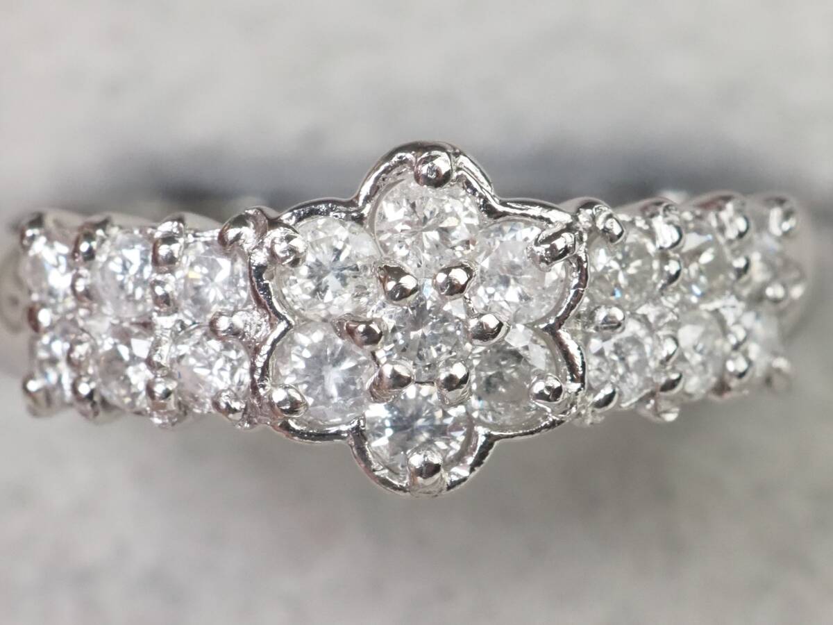 [3929E]Pt900 platinum natural diamond 0.50ct/3.3g ring ring #11