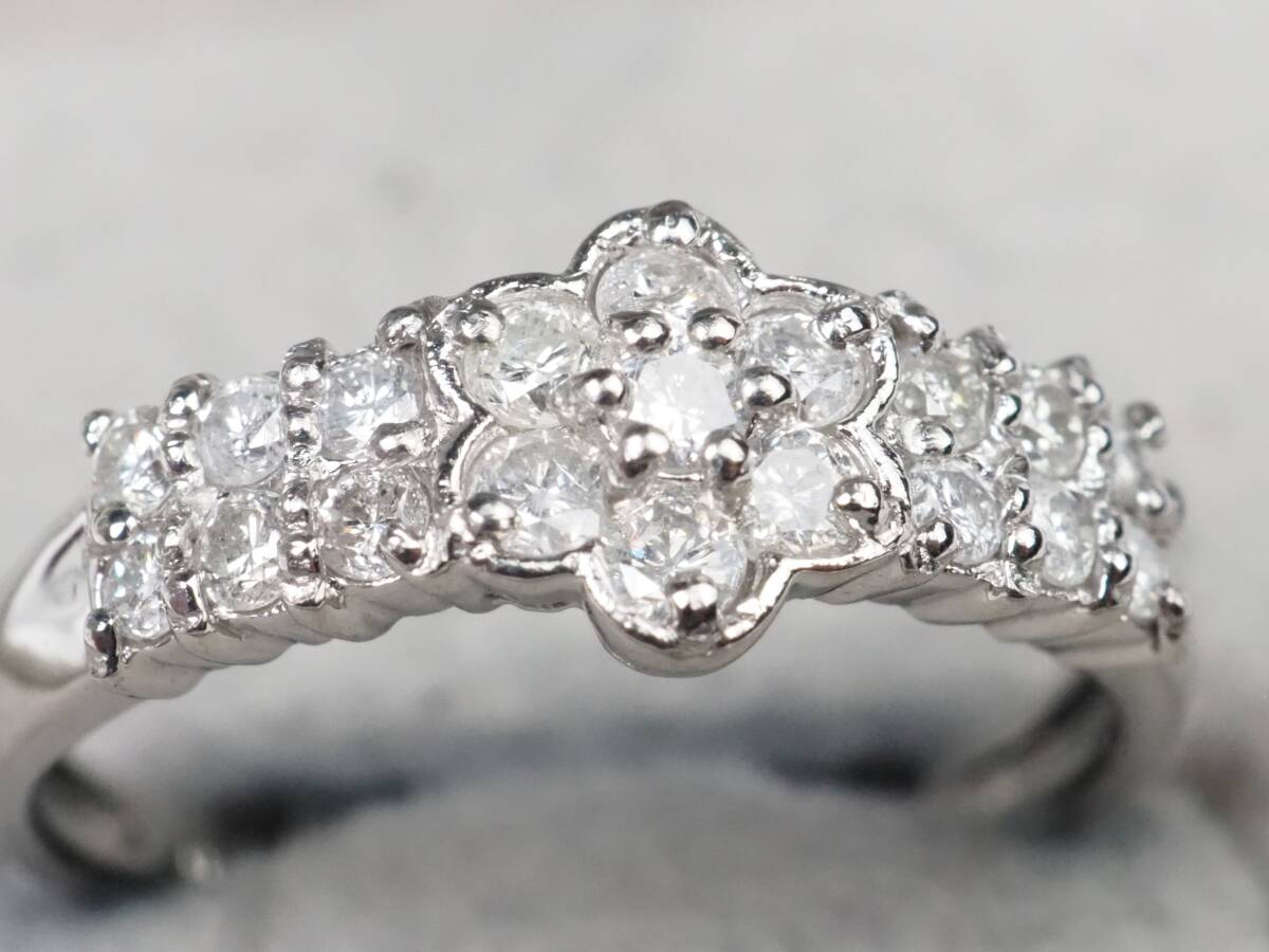 [3929E]Pt900 platinum natural diamond 0.50ct/3.3g ring ring #11