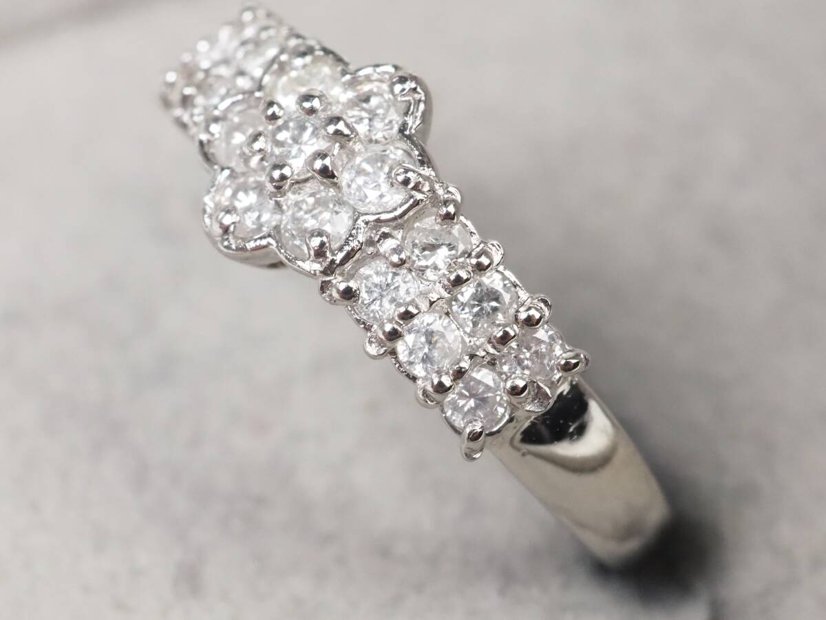 [3929E]Pt900 platinum natural diamond 0.50ct/3.3g ring ring #11