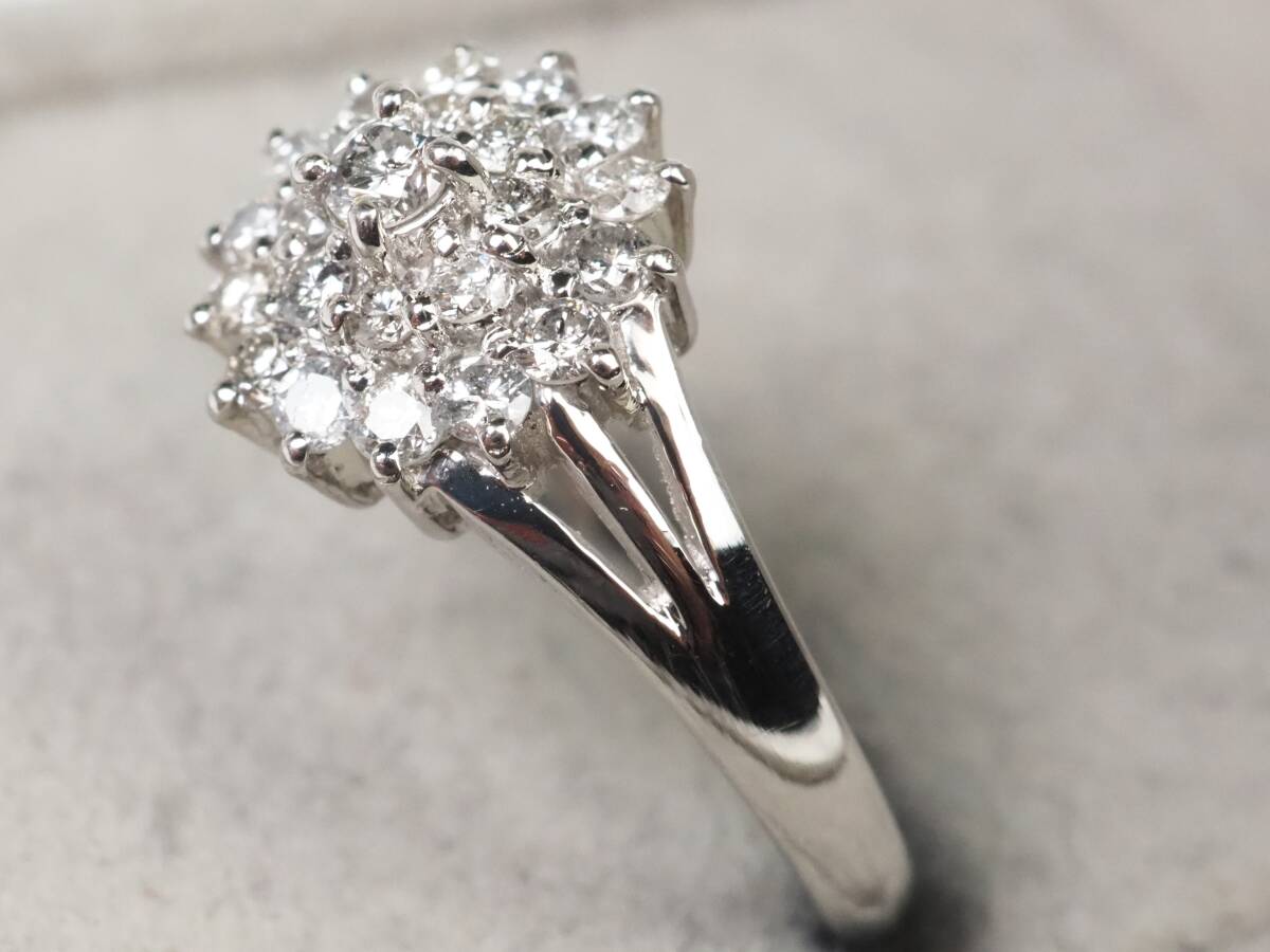 [3930E]Pt900 platinum natural diamond 0.51ct/3.5g ring ring #13