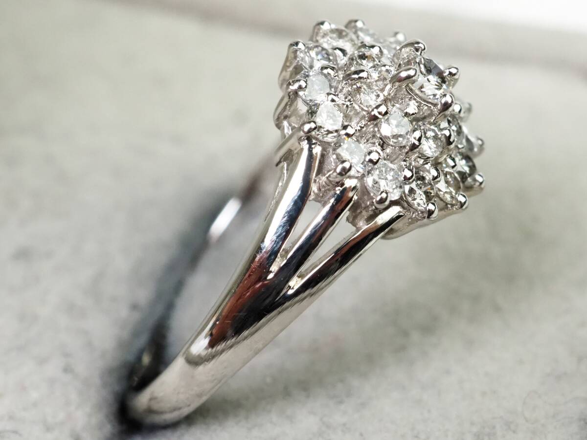 [3930E]Pt900 platinum natural diamond 0.51ct/3.5g ring ring #13