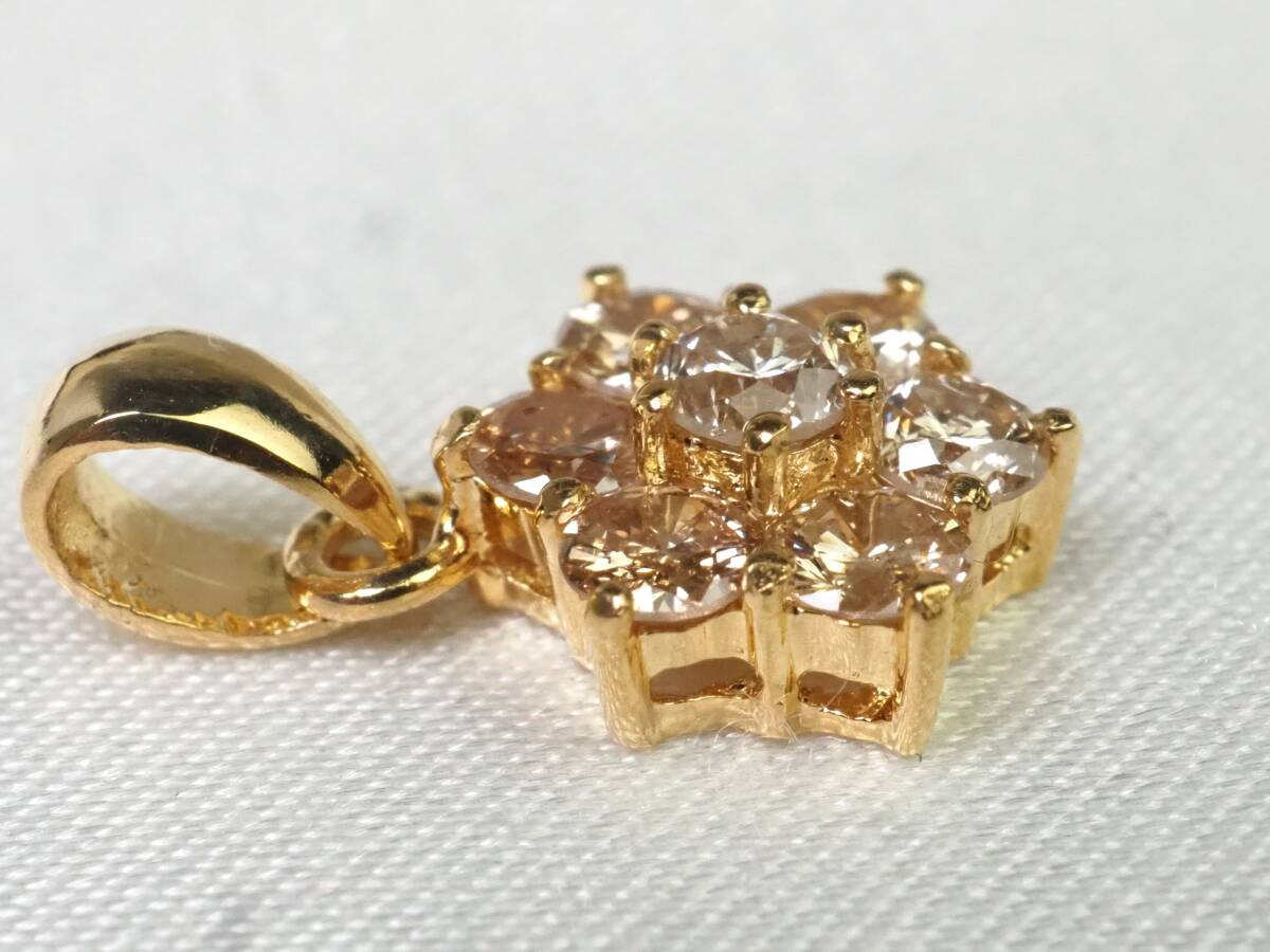 【3827A】K18ゴールド 天然ダイヤモンド 0.50ct/1.0g ペンダントトップ_画像4