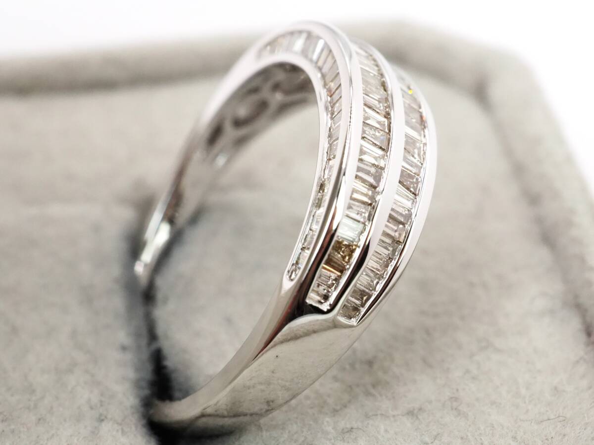 [3962P]K18WG белое золото ковш cut натуральный бриллиант 0.70ct/3.3g кольцо кольцо #15