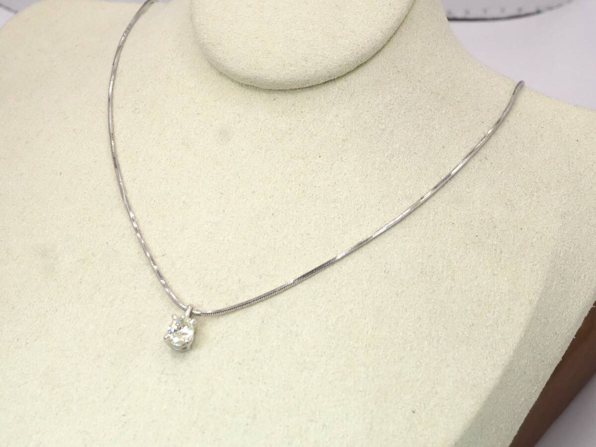 [3963P]Pt900/Pt850 platinum natural diamond 0.40ct/4.9g necklace 