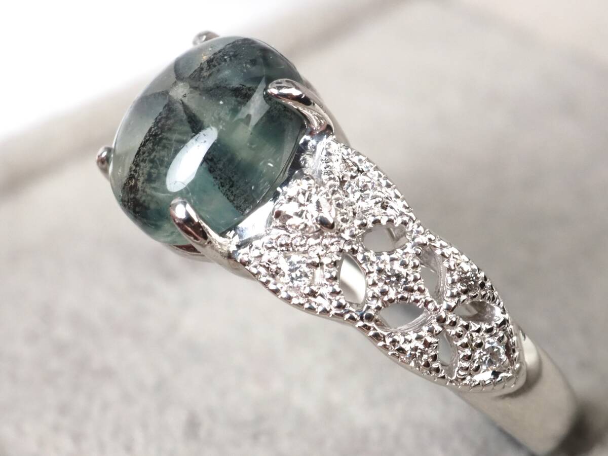 [3968P] judgement document attaching Pt900 Colombia production rare natural tiger pitch . emerald natural diamond E 2.00ct/D 0.14ct/6.37g ring ring #14