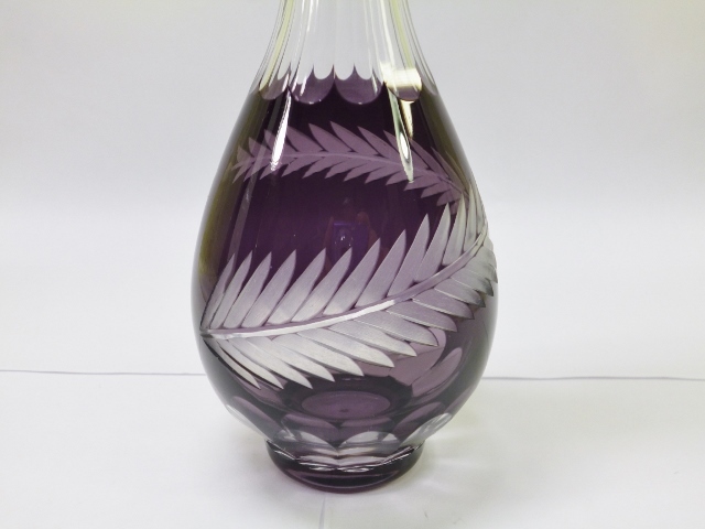 m1455 紫色 江戸切子 花瓶 一輪挿し(花瓶)|売買された m1455 紫色 江戸切子 花瓶 一輪挿し(花瓶)|売買された