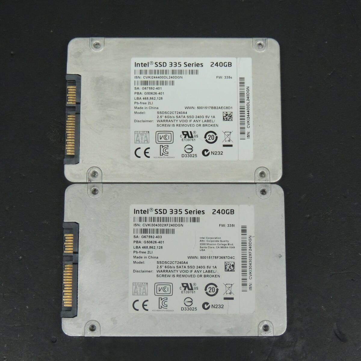 【2台まとめ売り/検品済み】Intel SSD 335 Series 240GB SSDSC2CT240A4 (使用時間：34h・749h) 管理:コ-80_画像4