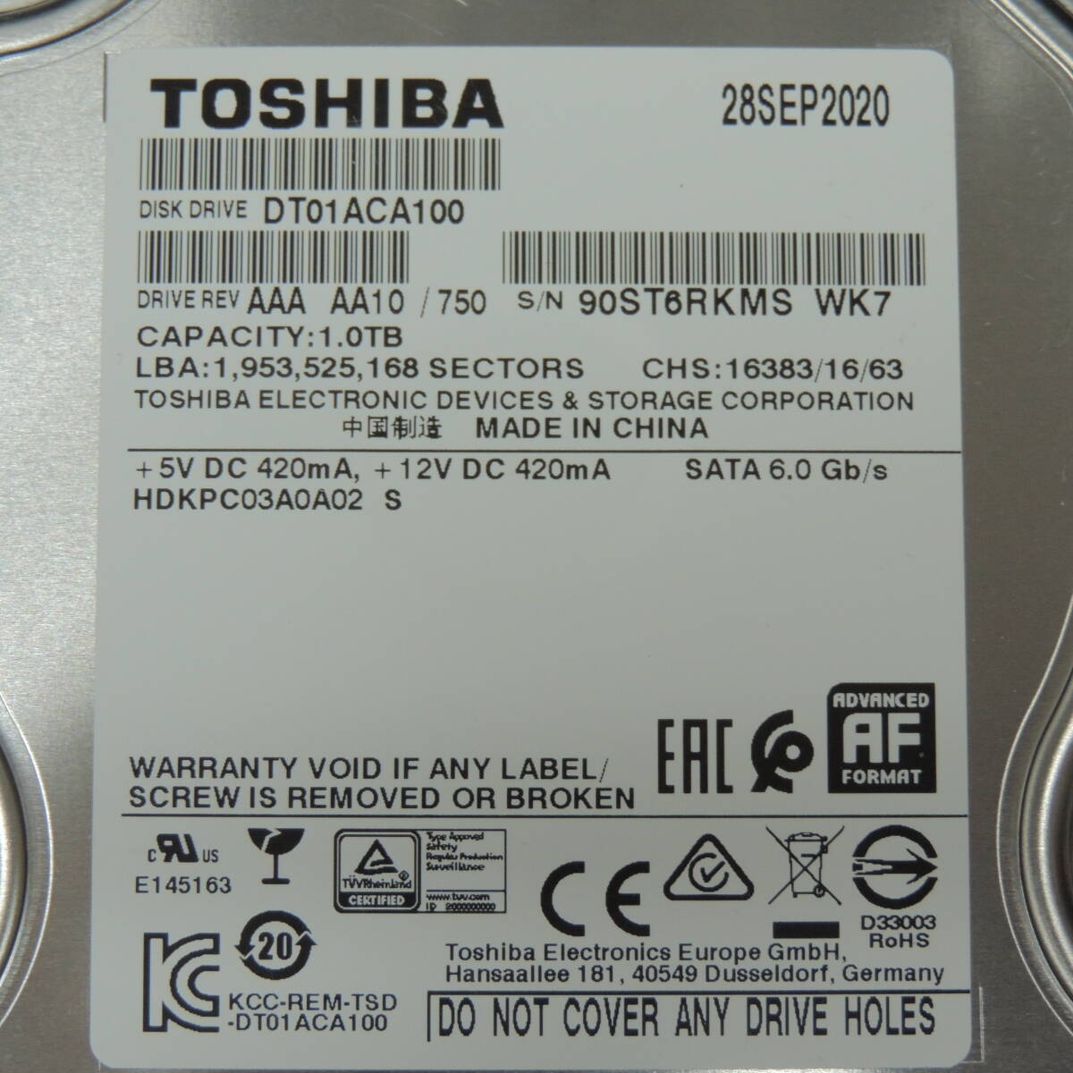 【2台まとめ売り/検品済み】TOSHIBA 1TB HDD DT01ACA100 【使用時間：4850h・13166h】 管理:サ-65_画像7