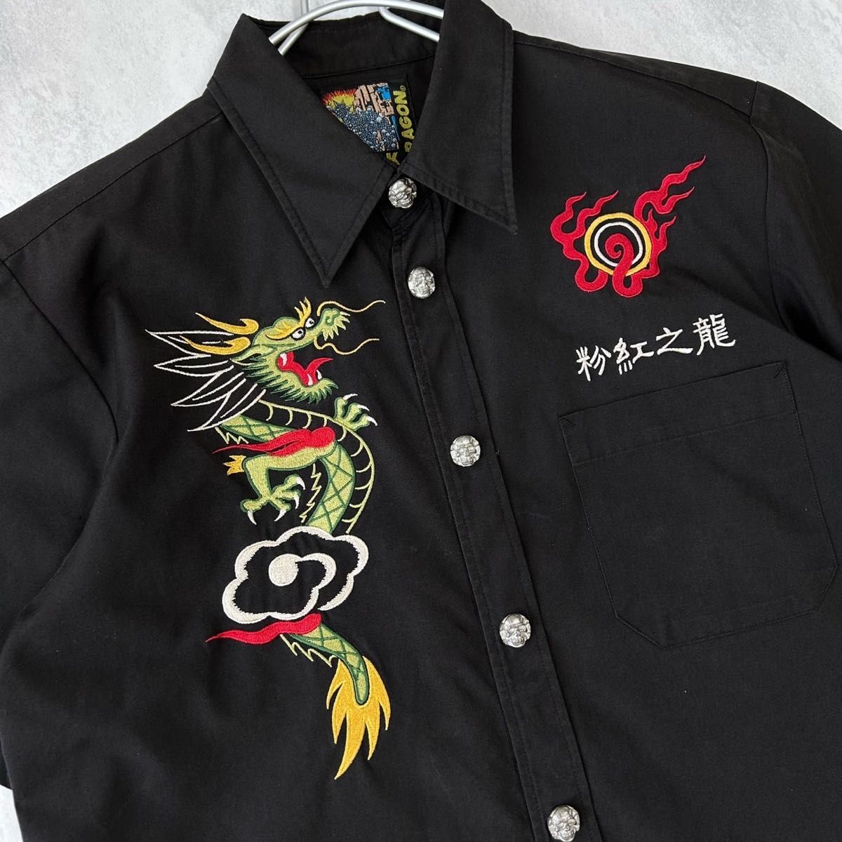 クリームソーダ ピンクドラゴン ボーリングシャツ Mサイズ クリームソーダ ピンクドラゴン ボーリングシャツ Mサイズ