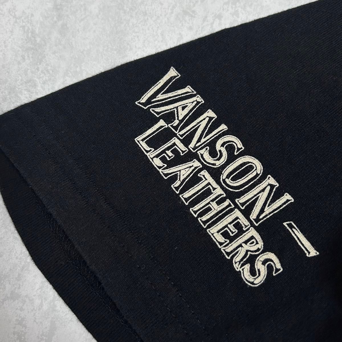 VANSON 刺繍 ワッペン 半袖カットソー ブラック XXLサイズ バンソン 大きいサイズ