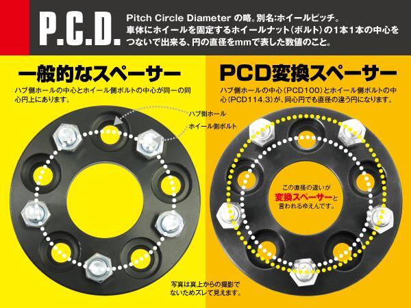 PCD変換100→114.3 ワイドトレッドスペーサー 4H P1.25 15mm 2P_画像2