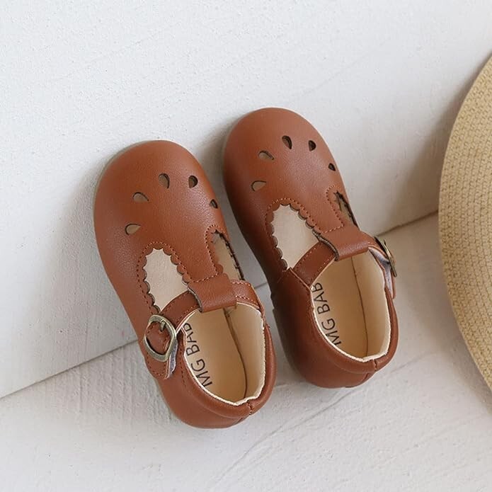  товар ограничен! девочка формальный обувь плоская обувь Kids ребенок платье обувь туфли-лодочки Loafer текстильная застёжка Brown 15.8-16.3cm
