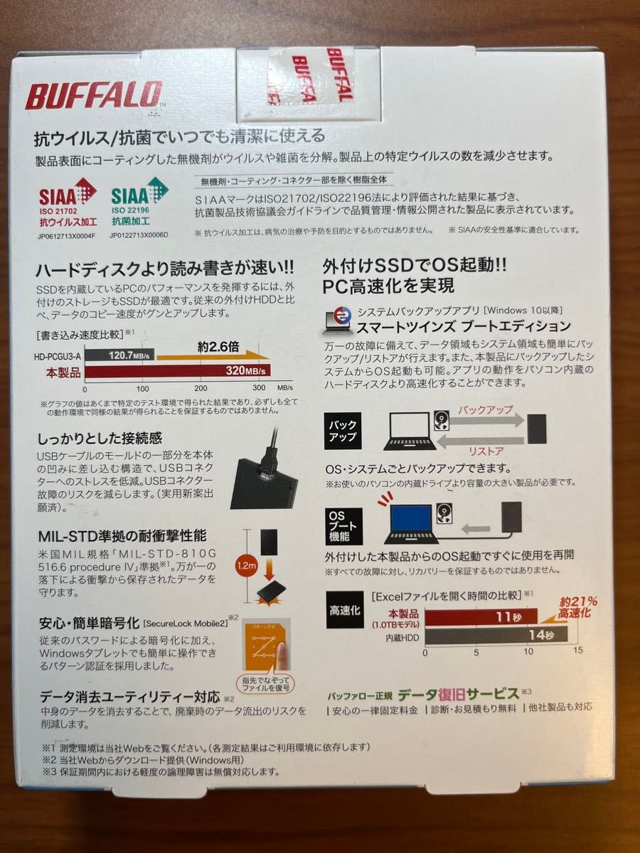 新品、未使用★BUFFALO、バッファロー、SSD-PGVB2.0U3-B、外付けSSD 、2TB、ポータブル、PS5対応、日本製