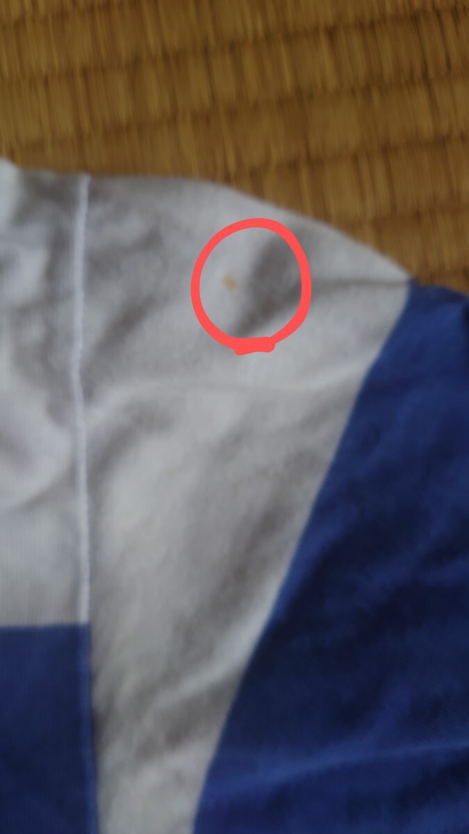 ボーダー ラガーシャツ白×青_左肩に染みあり