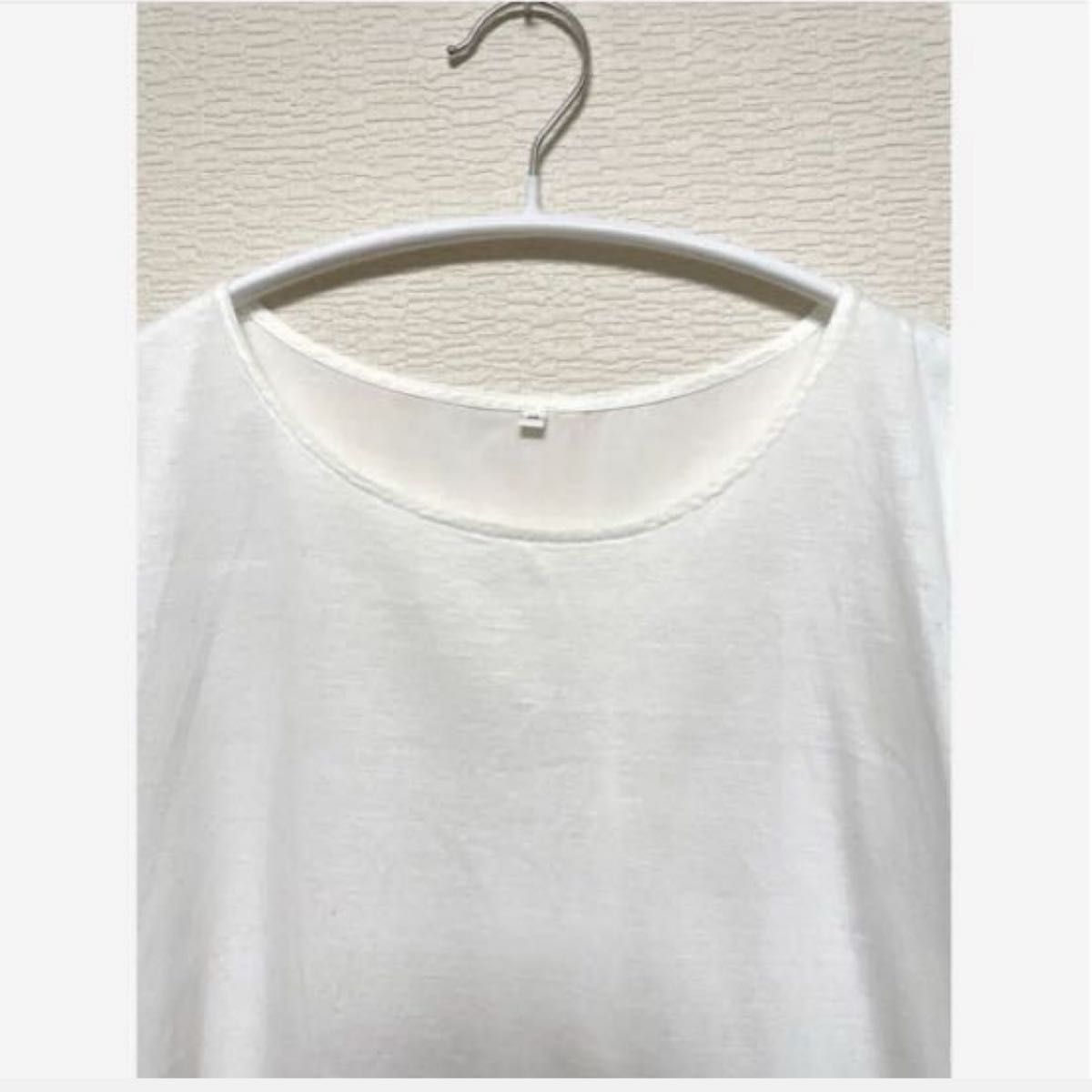 トップス　Tシャツ　ブラウス　フレア　プリーツ　綿100% 白　Mサイズ　ホワイト シンプル 半袖Tシャツ　無地　透け感