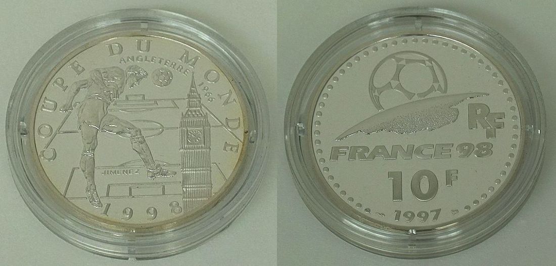 ★ フランス・パリ造幣局 ★ 1998年ワールドカップ公式記念コインセット ★ 10フラン貨幣4枚 ★ sc91_イングランド