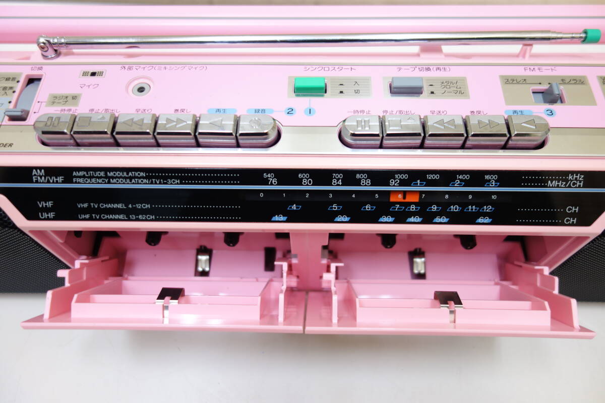 ★☆Victor ビクター FM/AM　STEREO RADIO CASSETTE RECORDER ラジカセ ピンク RC-WU50 現状渡し☆★_画像8