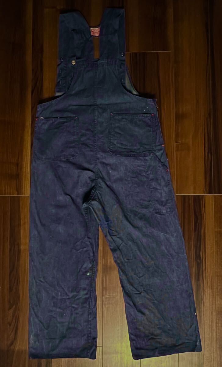  super special 30s WHITEFIELD RAILROAD MEN Vintage Denim overall to coil pants dark blue finest quality inspection ww2 large war coverall 40s50s60s70s