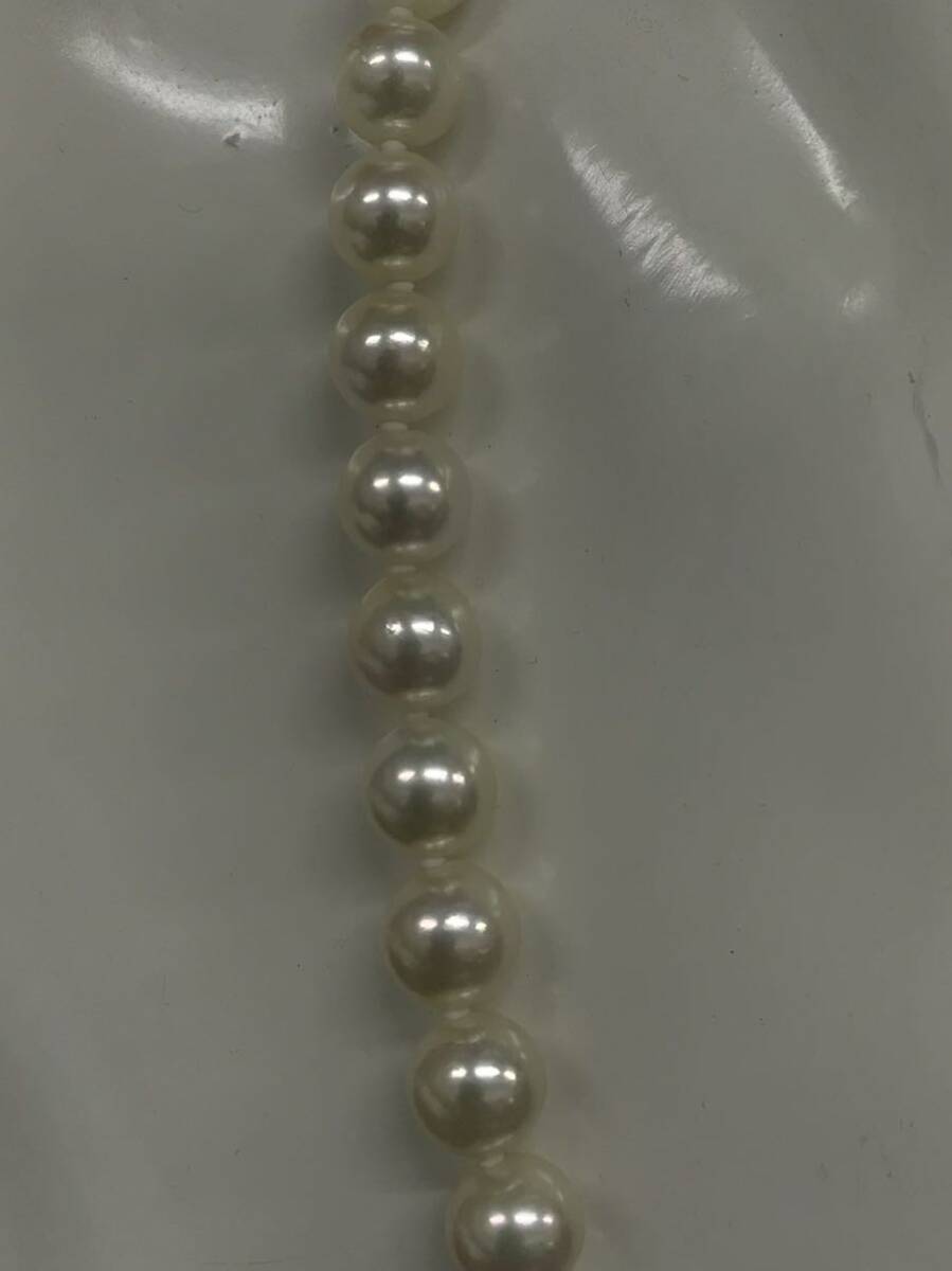 H338★真珠 パール ネックレス アクセサリー SILVER刻印あり ホワイト パールサイズ約7㎜ 箱付きの画像10