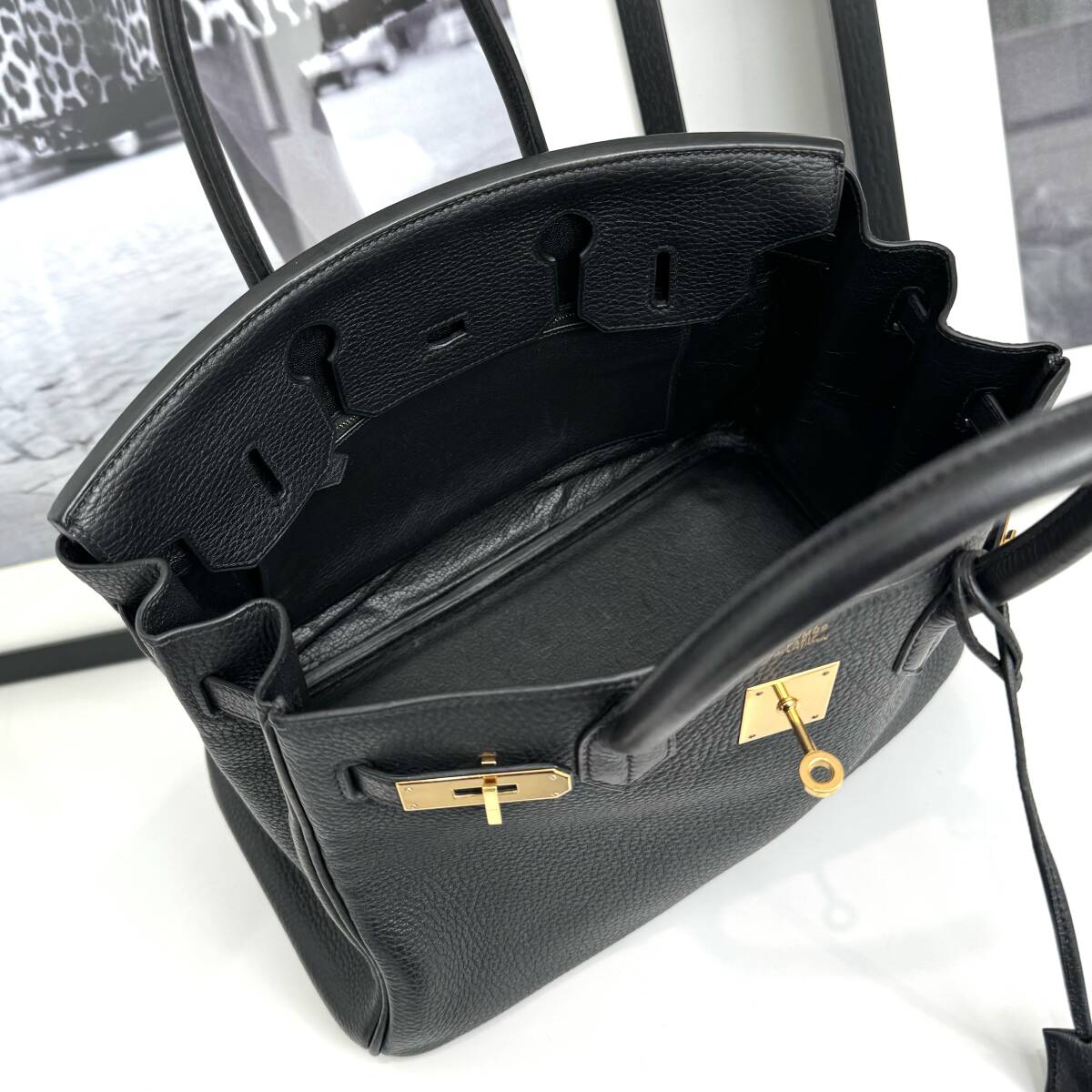 33511 美品 HERMES エルメス バーキン30 トゴ ブラック_画像3