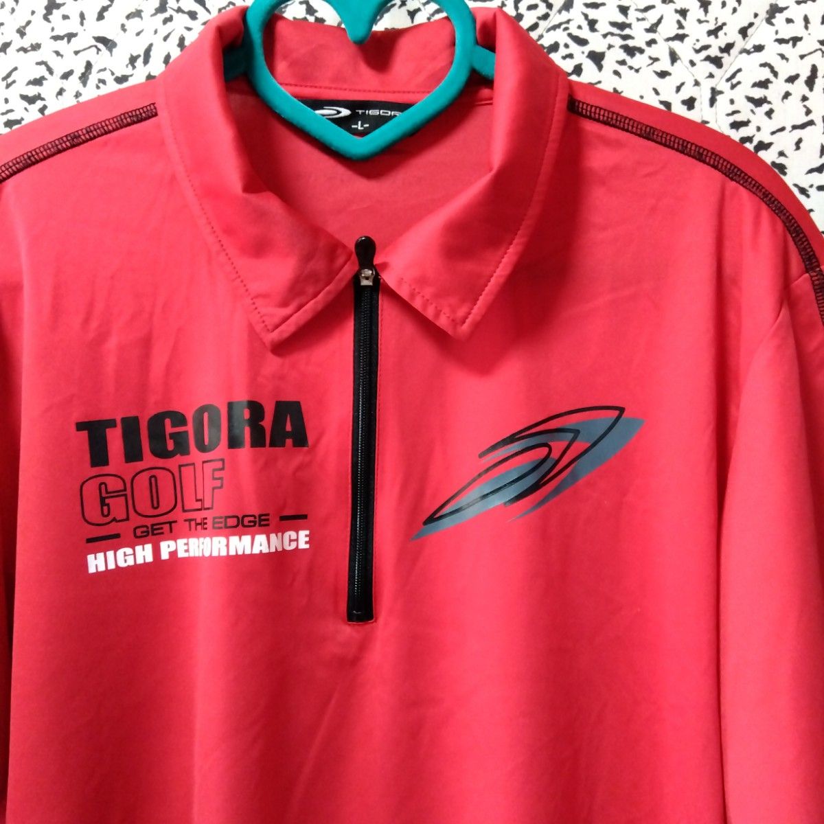 TIGORA　メンズ　ゴルフウェア　スポーツウェア　半袖シャツ　ハーフジップ