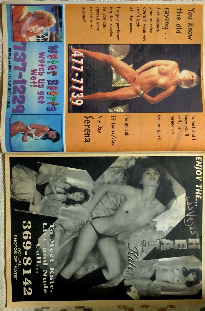 海外 ラスベガス ヌード冊子 折り込み印刷物 ホットコール Hot Call 1996年 ピンクチラシ エスコート 22ページ有 過激すぎの画像3
