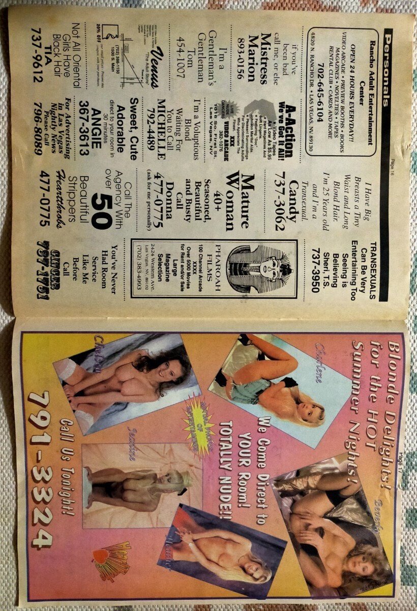 海外 ラスベガス ヌード冊子 折り込み印刷物 ホットコール Hot Call 1996年 ピンクチラシ エスコート 22ページ有 過激すぎの画像4