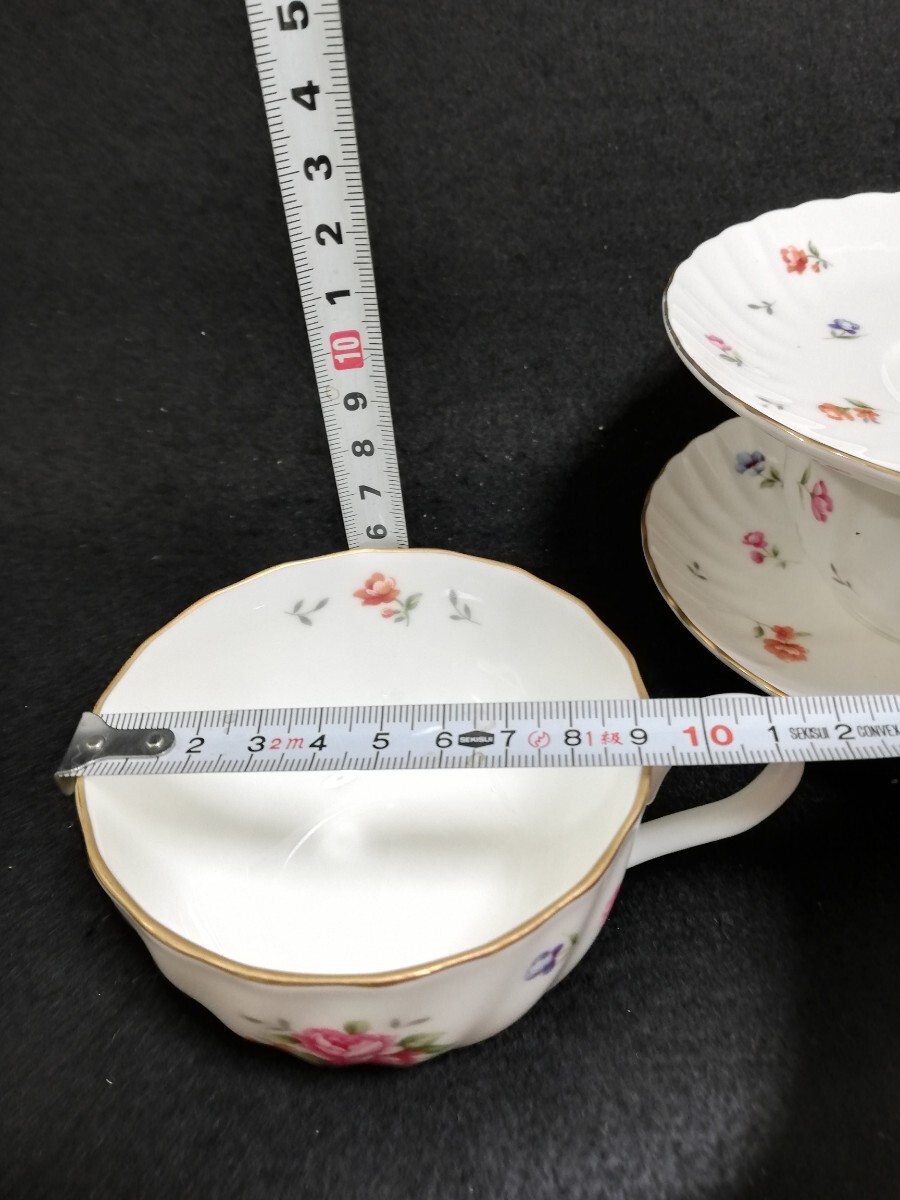 CS51310.【美品】HOYA ホヤ カップ ソーサー ティーカップ 花柄 洋食器　2客/60_画像7