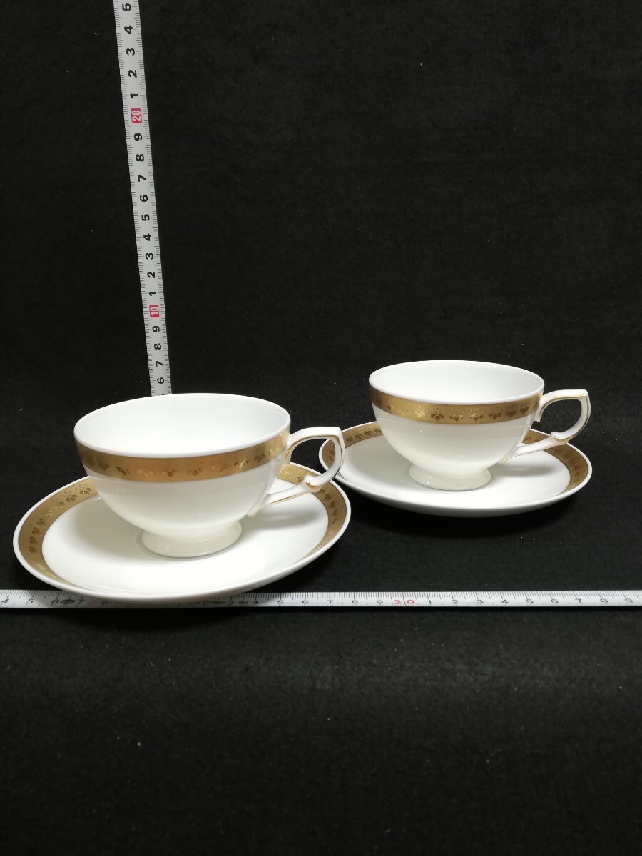 CS51317.【未使用】 Noritake ノリタケ カップ ソーサー ティーカップ 金彩 コーヒーカップ 洋食器　2客/60_画像1