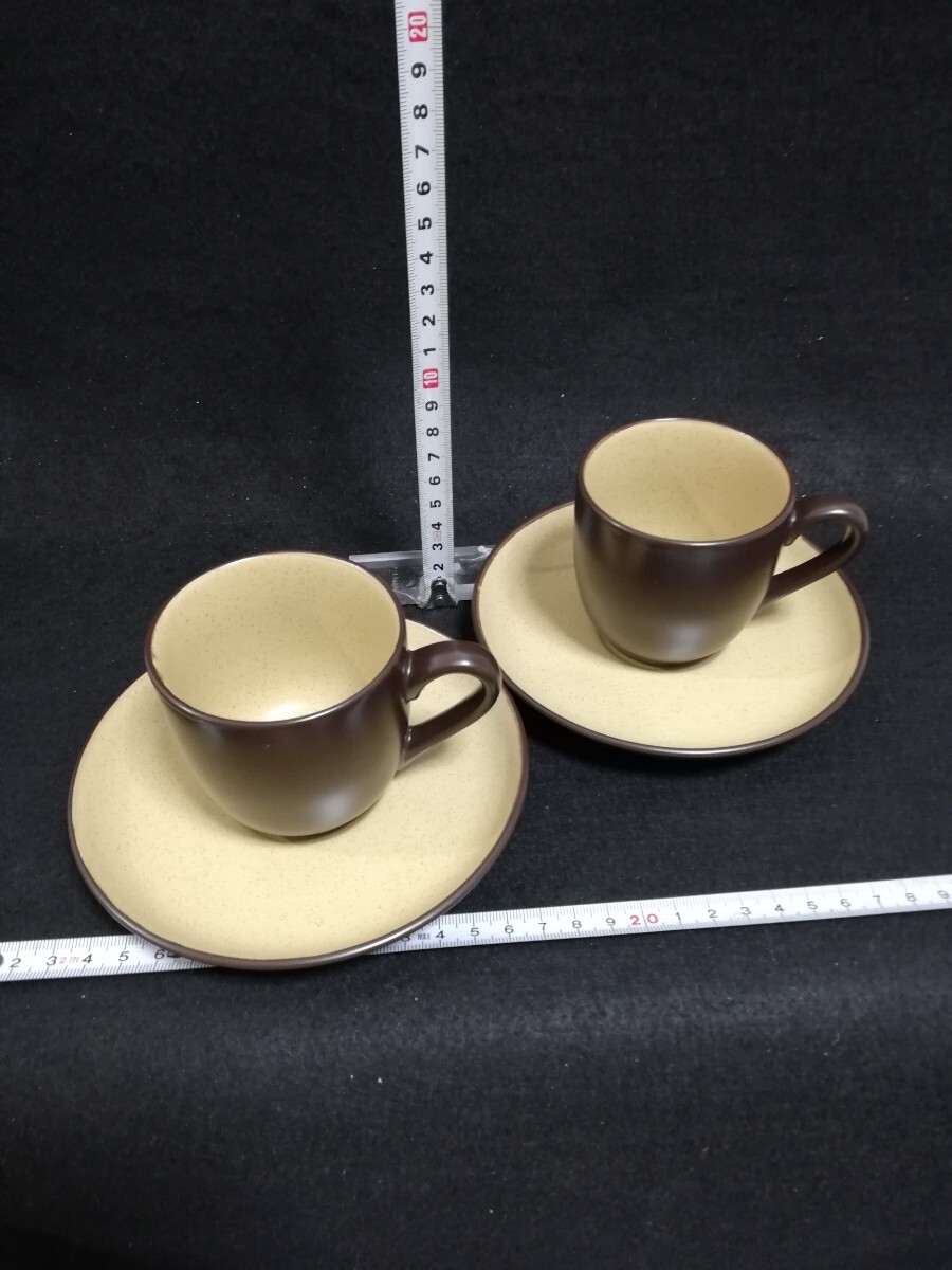 CS5152.【未使用】 Noritake ノリタケ フォークストーン カップ ソーサー コーヒーカップ ティーカップ 昭和レトロ　ブラウン　2客/60_画像2