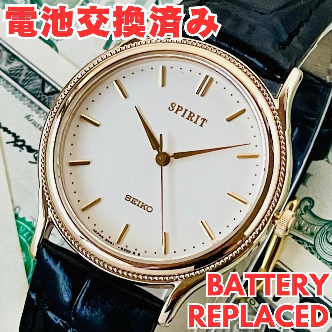  wristwatch men's battery replaced Seiko SEIKO Spirit 8N41-6170 quartz analogue used antique operation Vintage beautiful goods A0537305