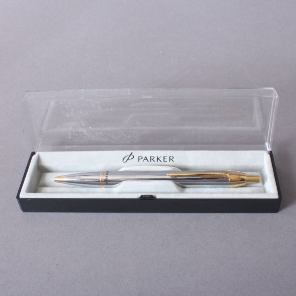 美品 PARKER パーカー ボールペン シルバー ゴールドアロー 文具 筆記用具 ノック式 ブランド ケース付き #60※091/k.a_画像1