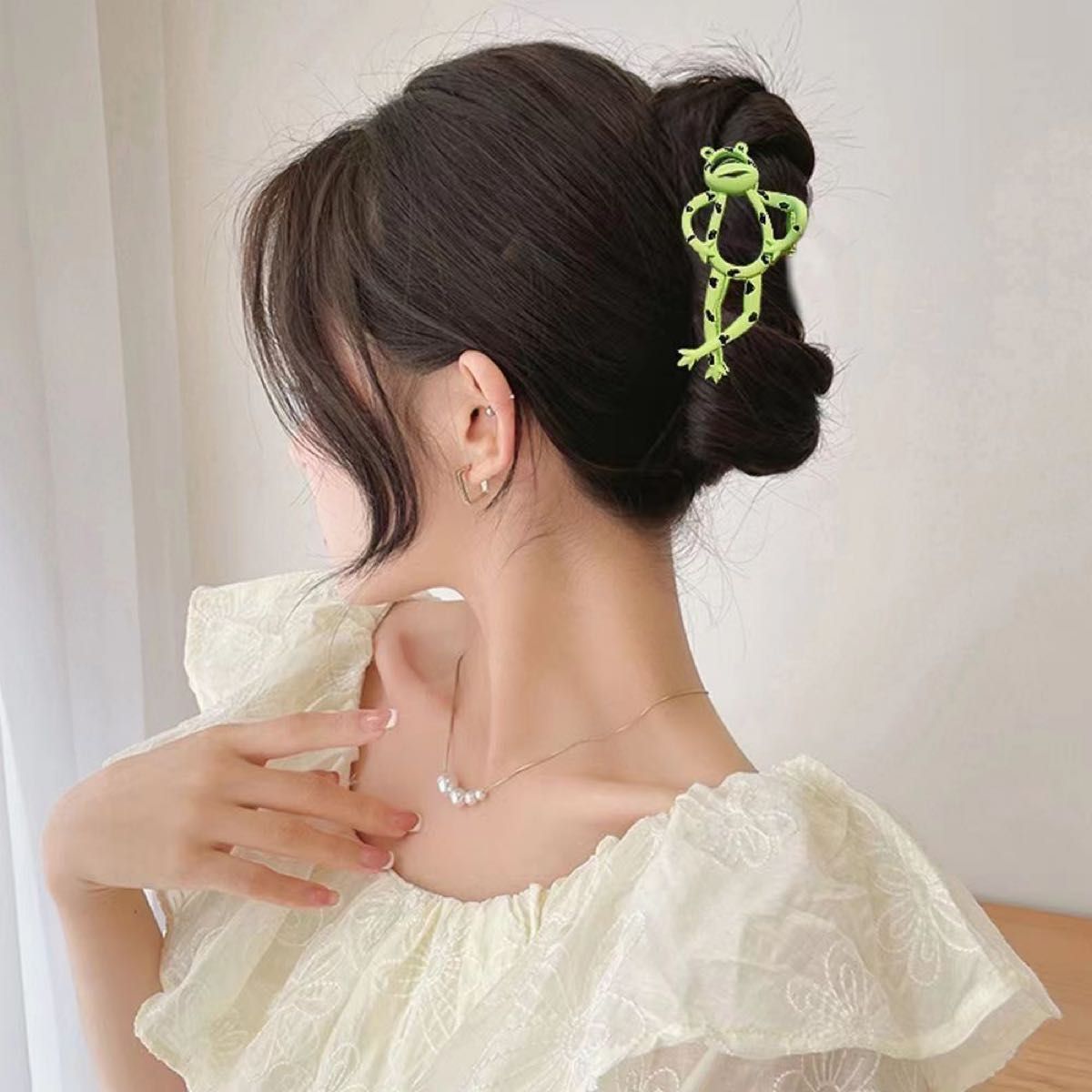 かわいい ヘアクリップ ヘアピン ヘアアクセ カエル 動物 髪飾り 個性的 韓国 かわいい 人気 緑 グリーン バンズクリップ