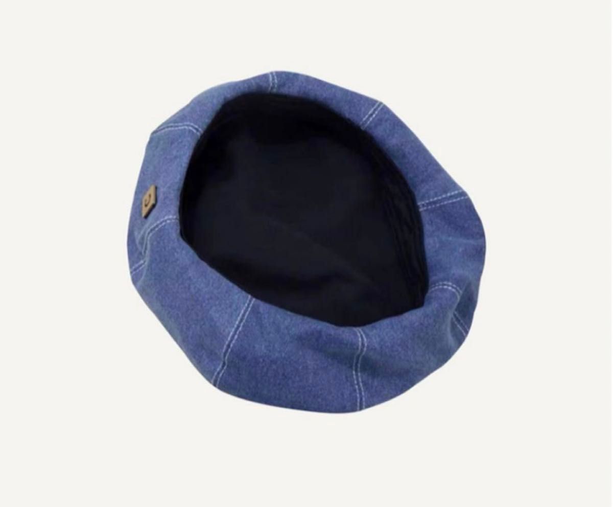 デニム ベレー帽 キャスケット 帽子 レディース ロゴ Cマーク カジュアル 帽子 ニット帽 ベレー帽 ブルー 青 おしゃれ 人気