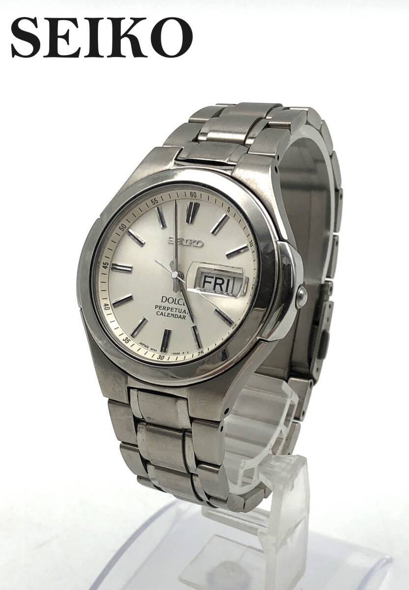 7702304-9【美品】セイコー/SEIKO/QZ/クオーツ/クォーツ/8F33-0030/ドルチェ/パーペチュアルカレンダー/シルバー文字盤/デイデイト/腕時計の画像1