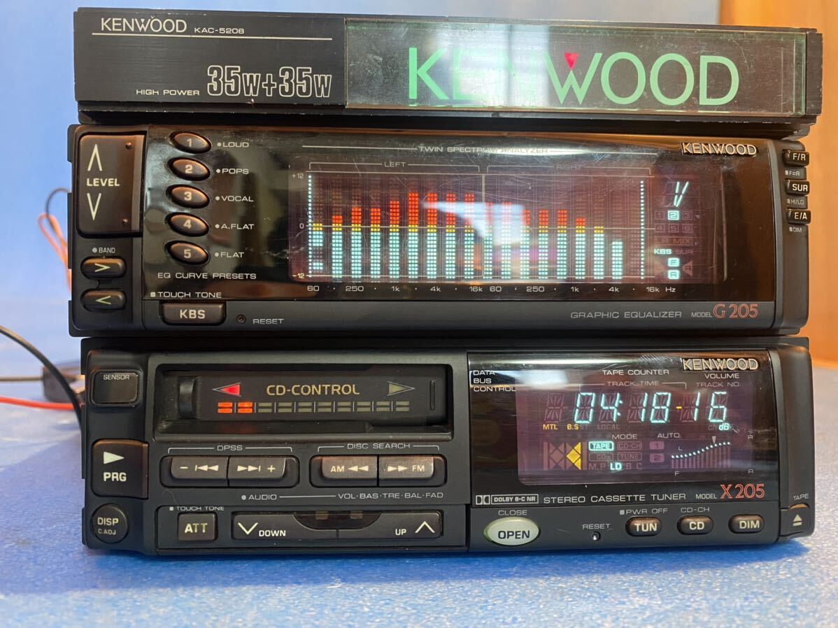 KENWOOD X205 G205 cassette, tuner graphic equalizer real movement goods Kenwood 92 year about old car tape high class machine 