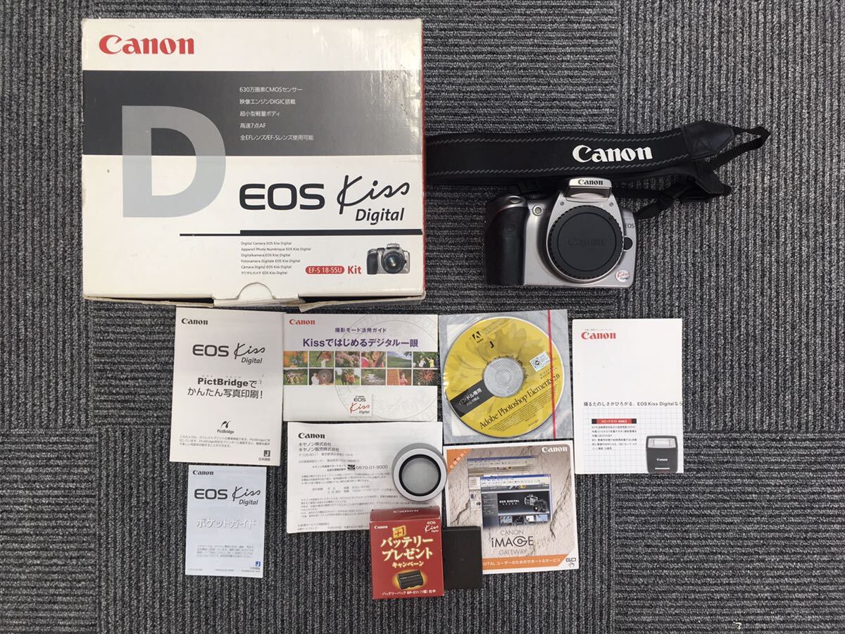 【動作確認済！】Canon キャノン EOS Kiss Digital ZOOM LENS EF-S 18-55mm 3.5-5.6 USM予備バッテリーおまけ付きの画像1