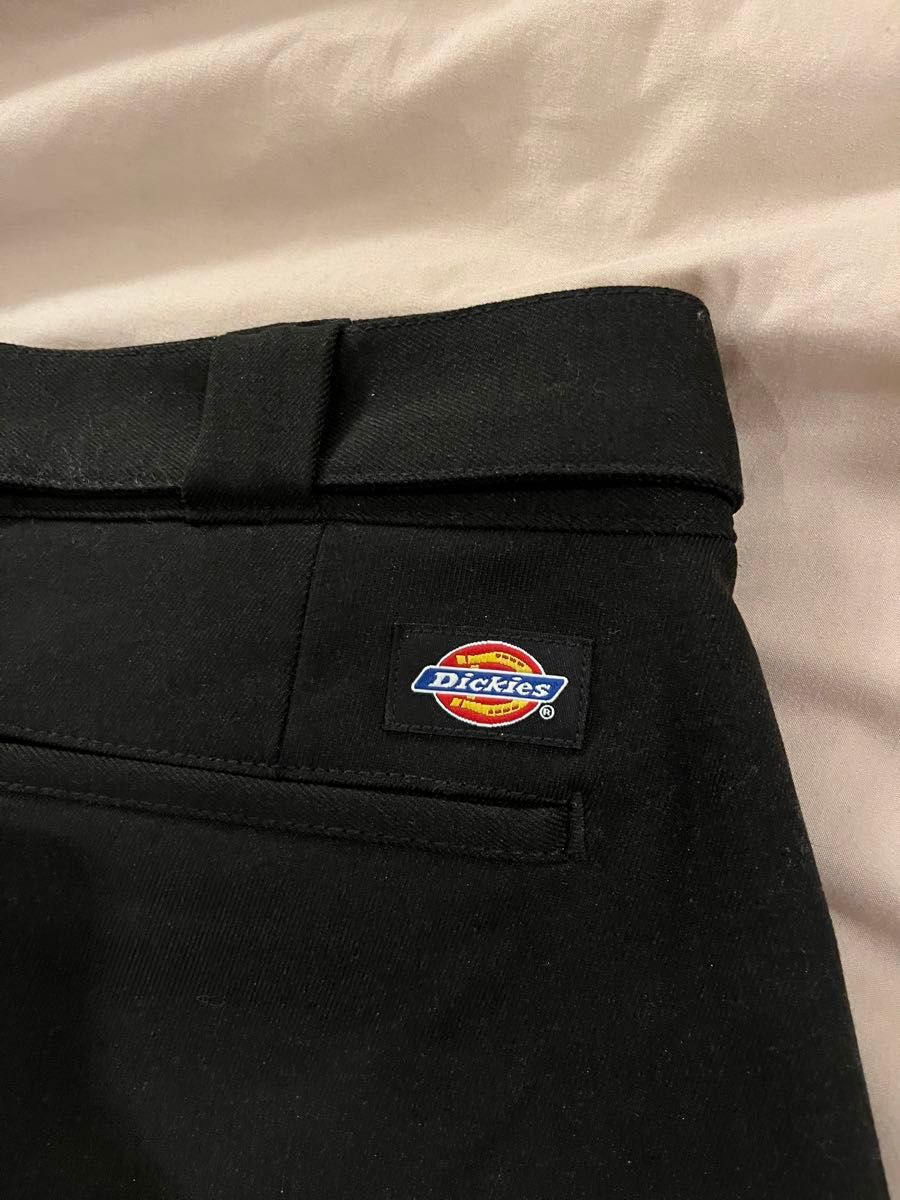 未使用品 ナノユニバース 別注 Dickies ディッキーズ ベルト スラックス パンツ チノパン ブラック メンズ L