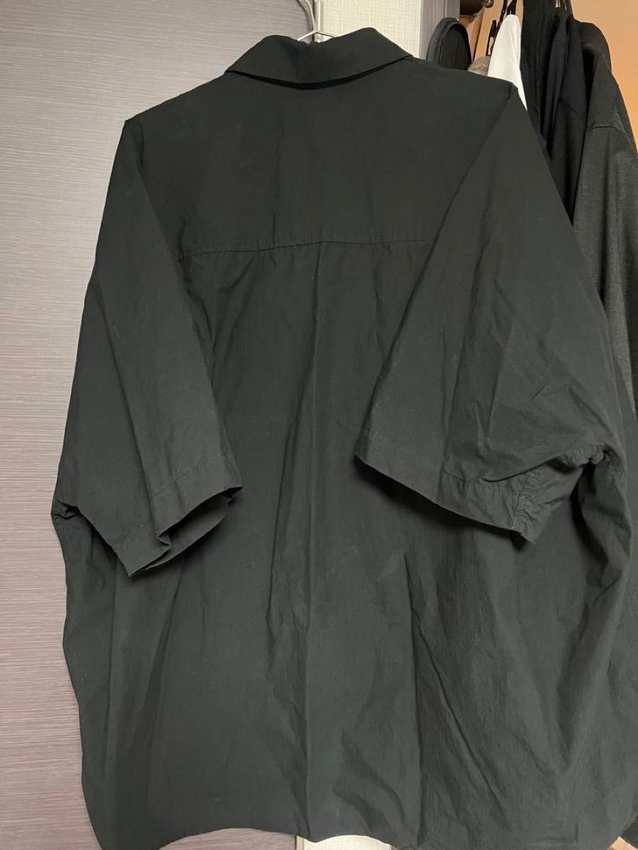 近江 タイプライター ドルマン オーバーサイズ シャツ size2 コットン BLK ブラック 無地 半袖
