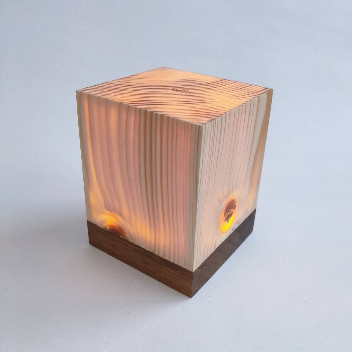 [ one jpy start ]Wood Block Lamp wood lamp wooden lamp Night light [1 jpy ]AKI01_2549