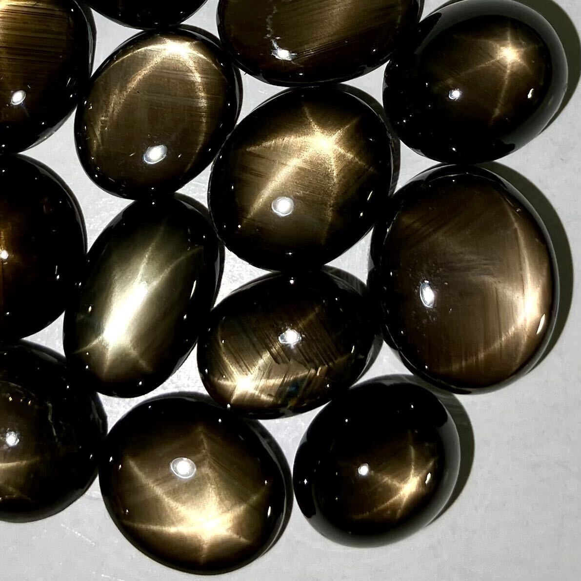 ●天然ブラックスターサファイア15点おまとめ100ct●m ルース 裸石 star sapphire jewelry コランダム 宝石 ジュエリー kの画像3