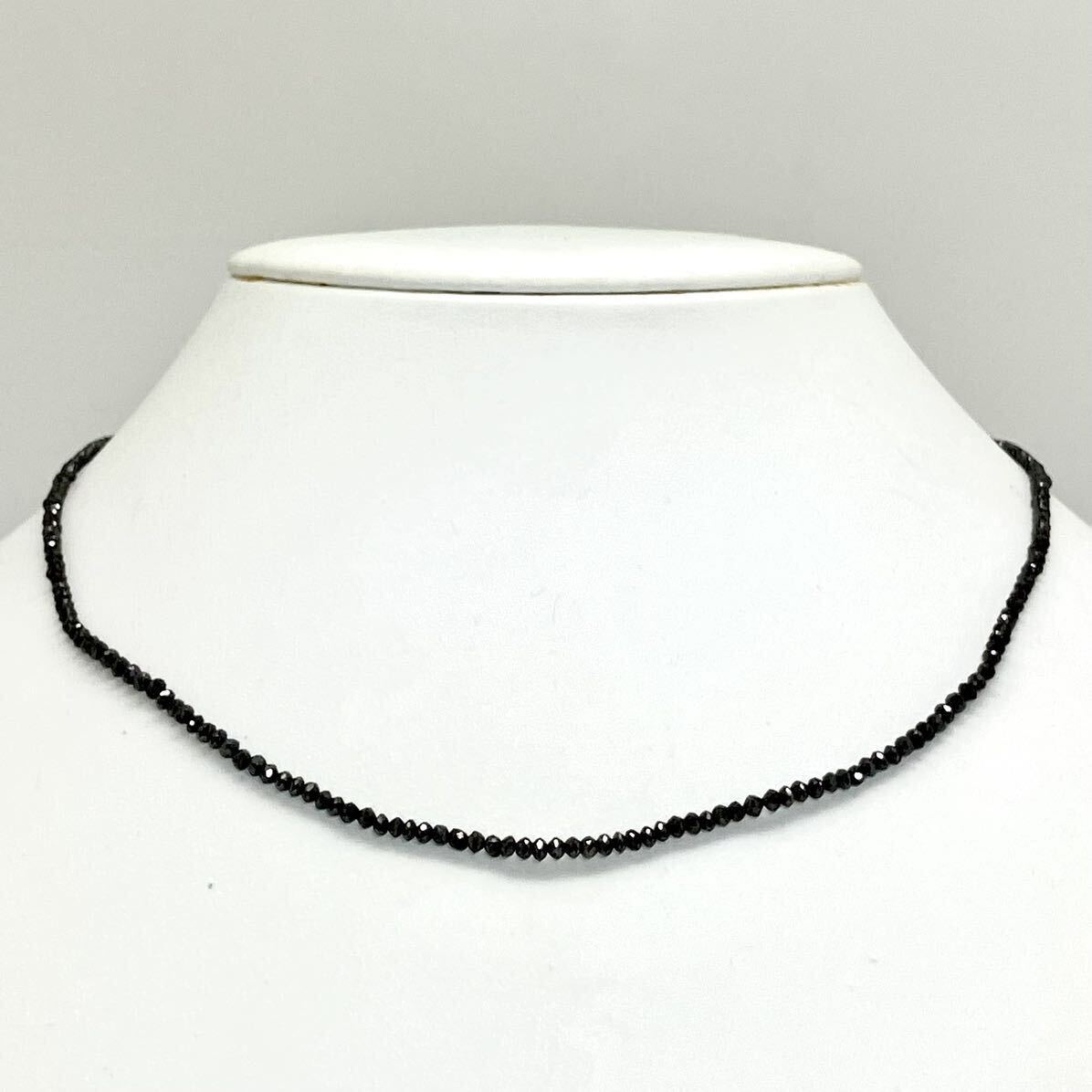●天然ブラックダイヤモンドネックレス4.3g●m 約42.0cm black diamond necklace ジュエリー jewel silver DE0の画像2