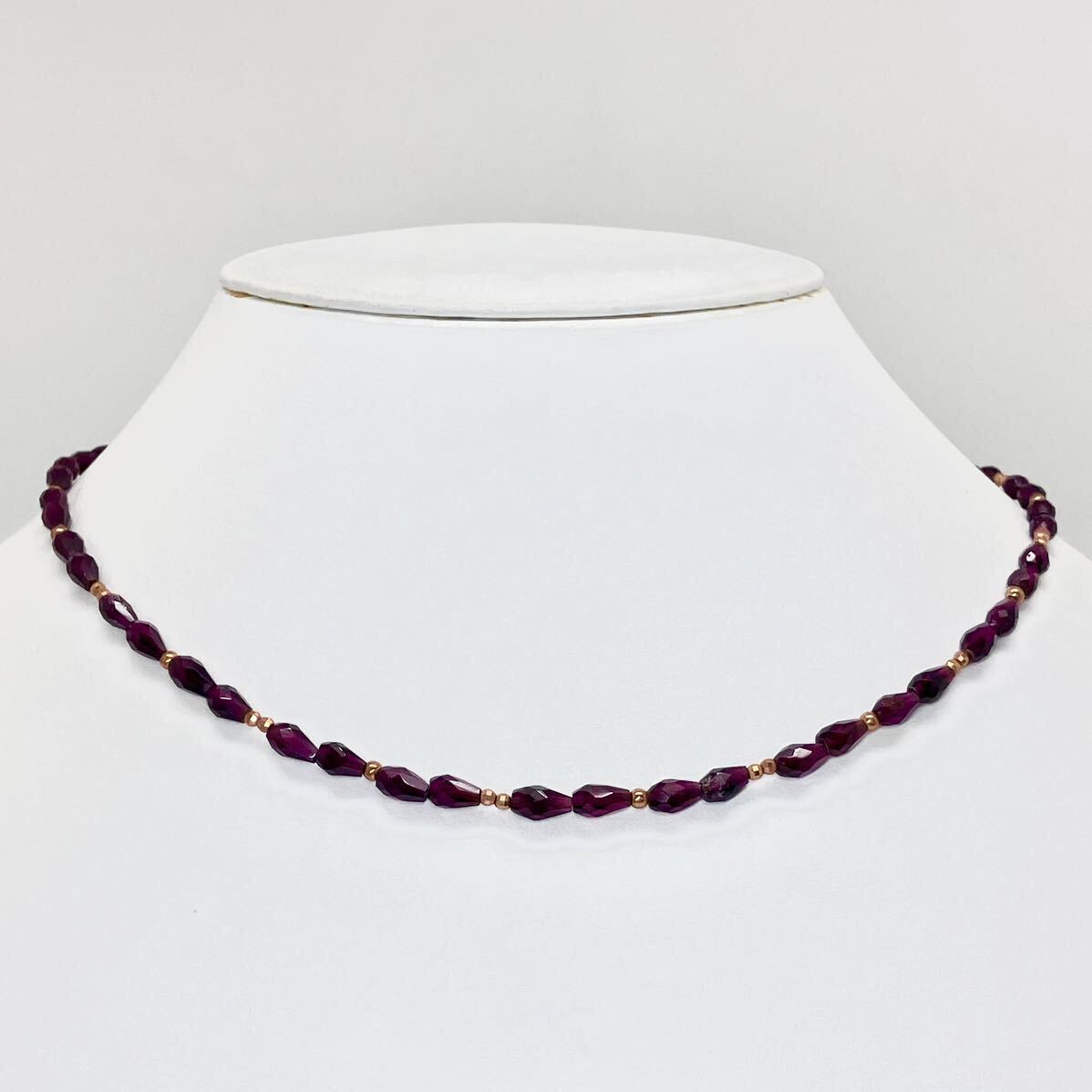 ●K18 天然ガーネットネックレス10.4g●m 約41.5cm garnet necklace ジュエリー jewelry EA3の画像2