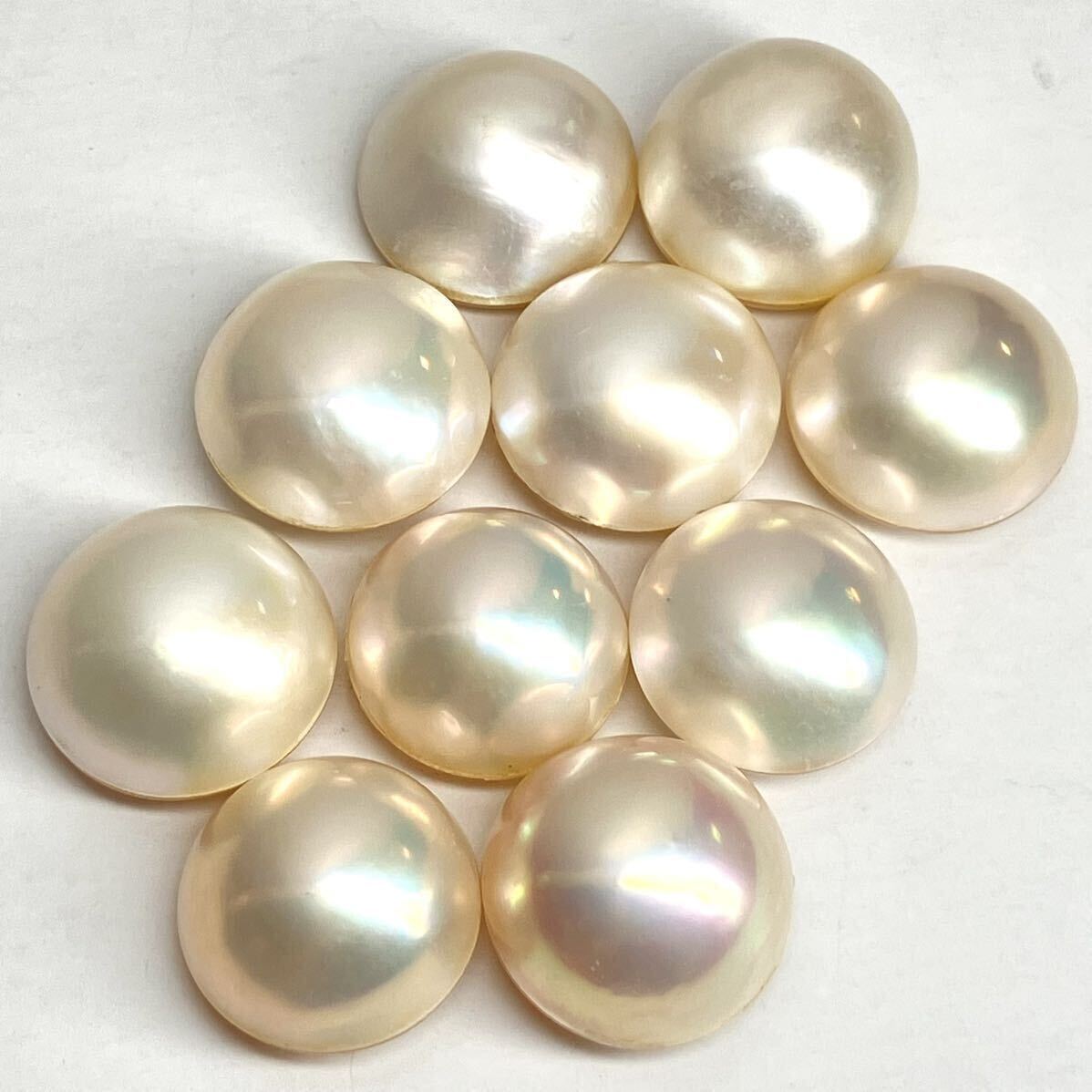 ●マベパール9点おまとめ●m 約13.3-14.6mm 15.7g/78.5ct pearl パール 半円真珠 ジュエリー jewelry 裸石 宝石 EB1_画像4