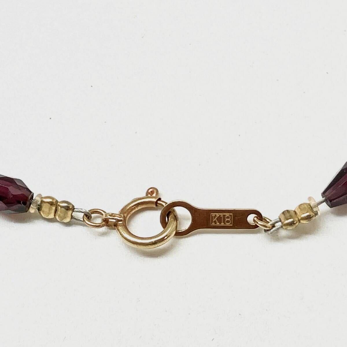 ●K18 天然ガーネットネックレス10.4g●m 約41.5cm garnet necklace ジュエリー jewelry EA3の画像5